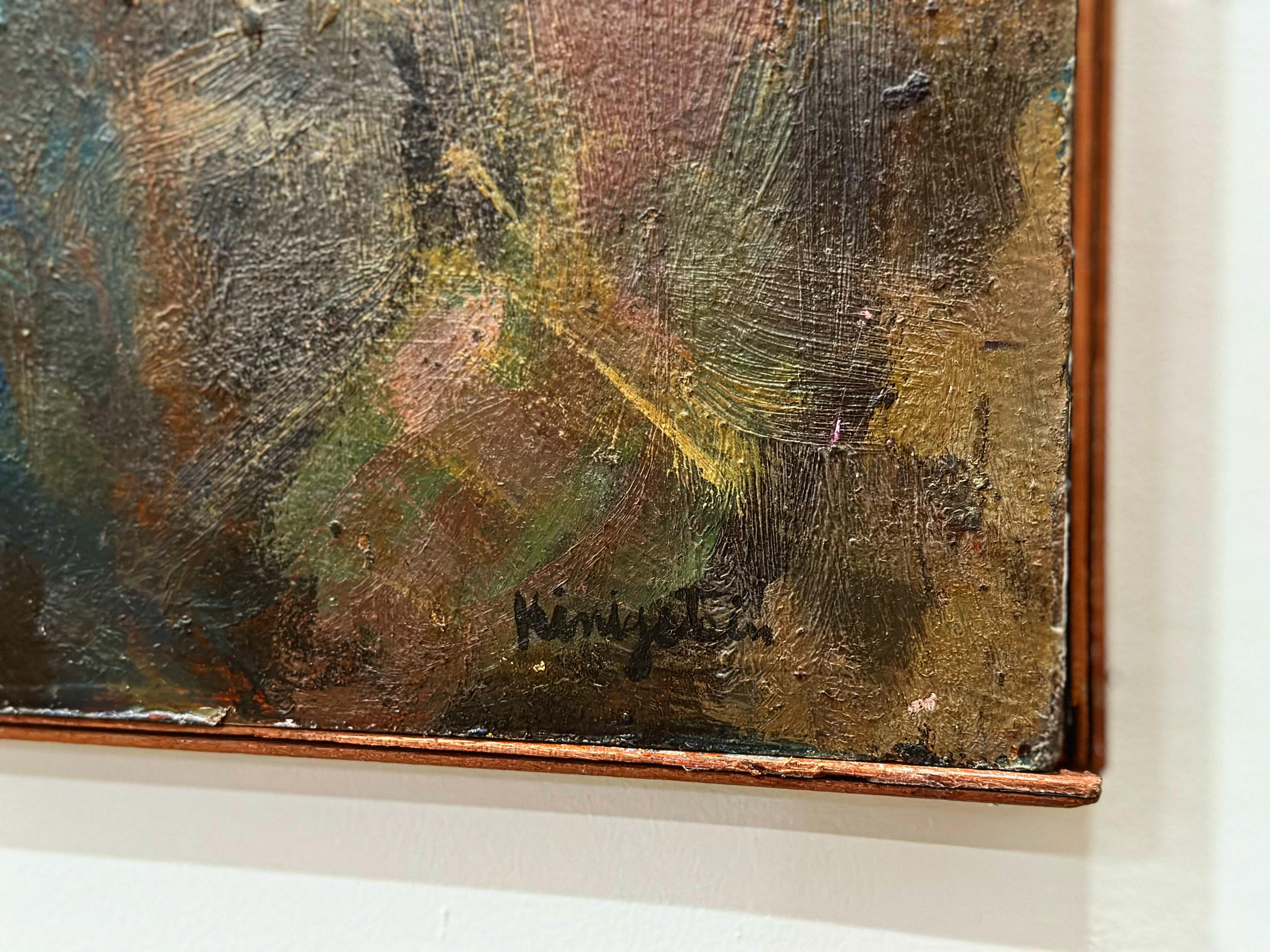 Huile impressionniste abstraite sur panneau de l'artiste new-yorkais Jonah Kinigstein.
Intitulé 
