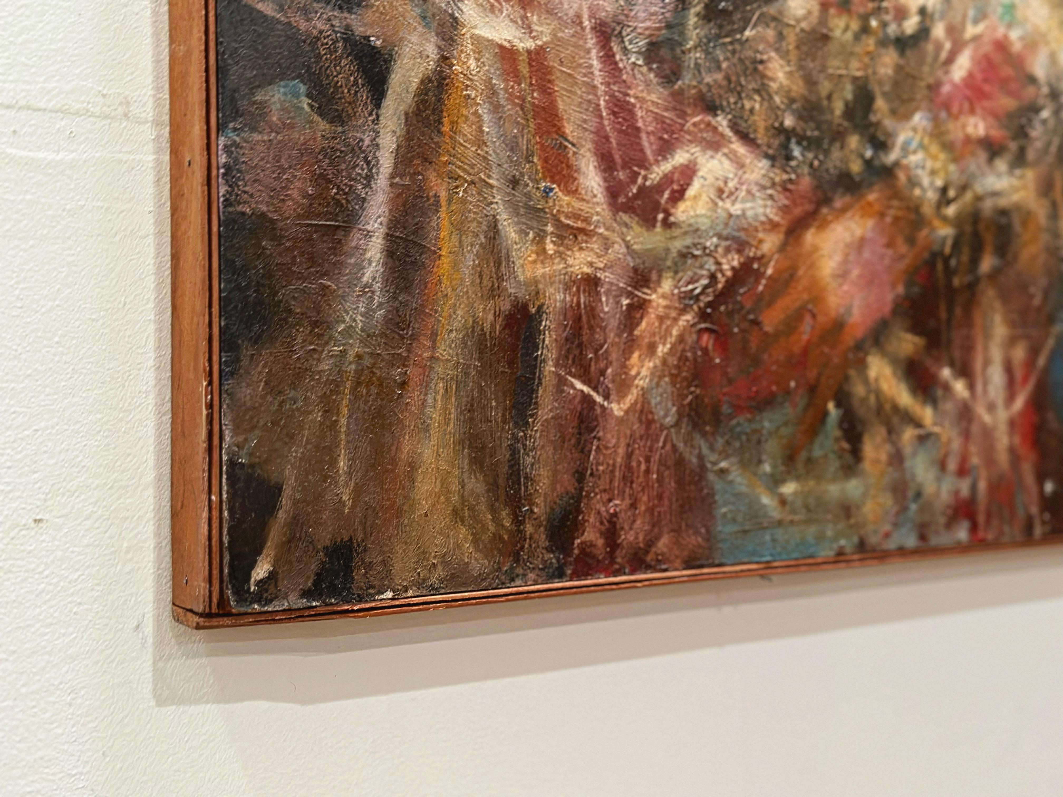 Bohemian Jonah Kinigstein - Abstract Impressionist Oil on Board - Flower Children Wedding For Sale