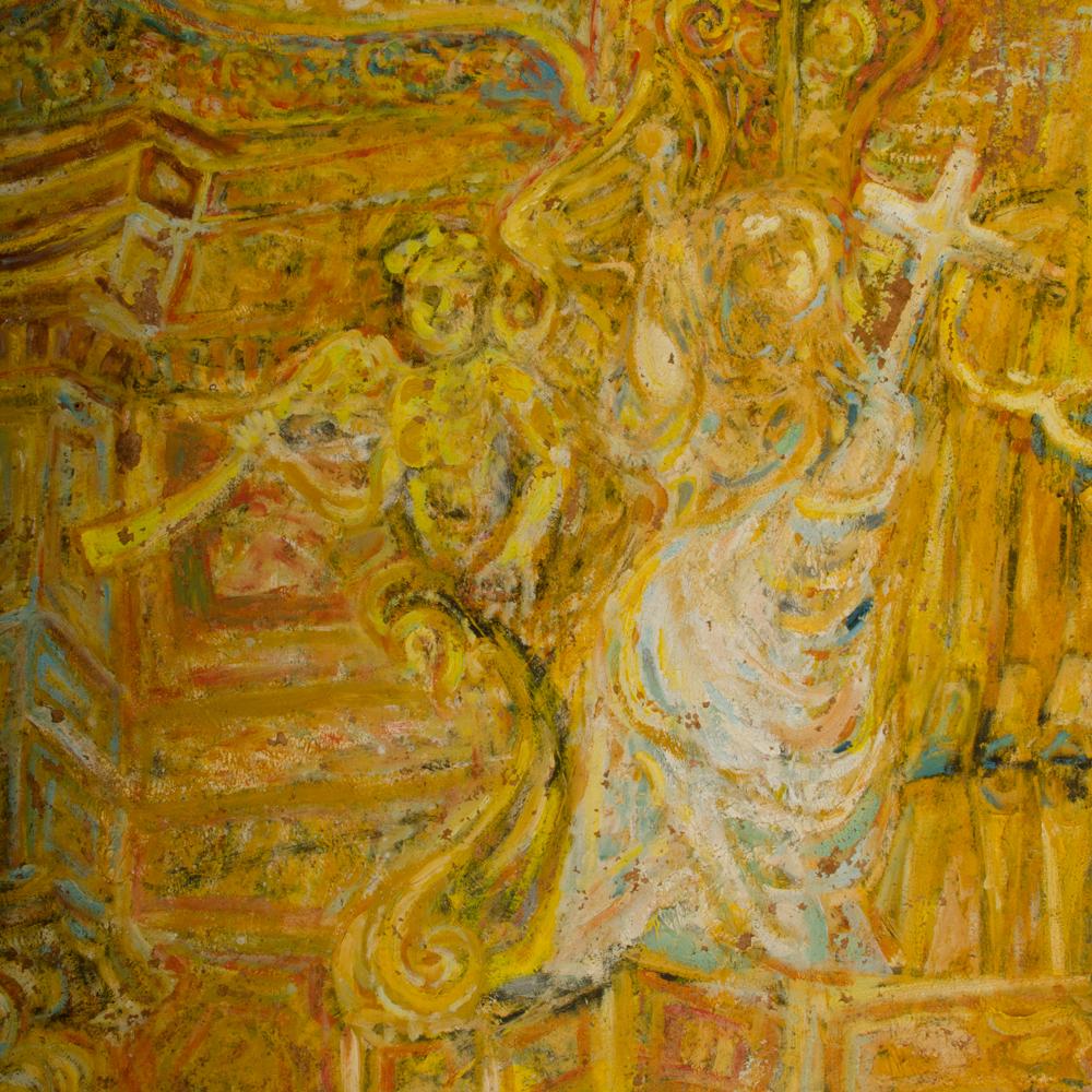 - Angeli nella luce, scena religiosa gialla di grandi dimensioni
 - Olio su tela, firmato in basso a destra
 - Dimensioni della cornice: 82 x 59 cm.