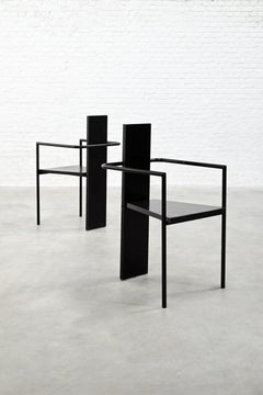 Jonas Bohlin 'Concrete' Armchairs, First Wooden Edition, Sweden, 1980s