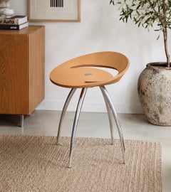 Jonas Bohlin for Magis "Lyra" Sculptural Beech and Chrome Stool, Italy