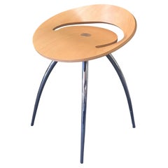 Jonas Bohlin for Magis "Lyra" Sculptural Beech and Chrome Stool, Italy