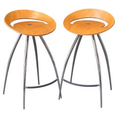 Jonas Bohlin for Magis Pair of Post-Modern "Lyra" Bar Stools