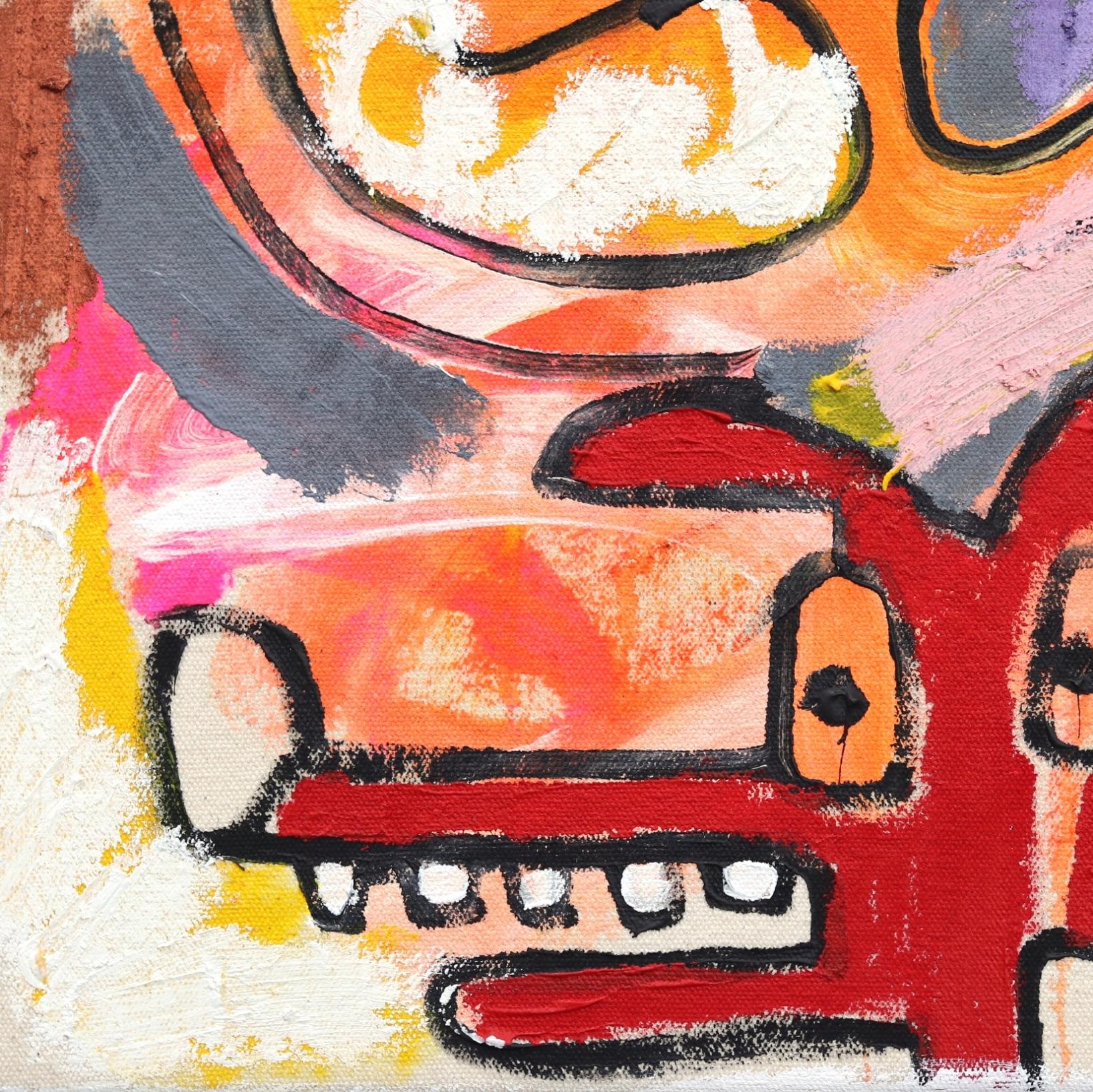 A Lot of Things – Rotes Originalgemälde des abstrakten Expressionismus, Straßenkunst im Angebot 4