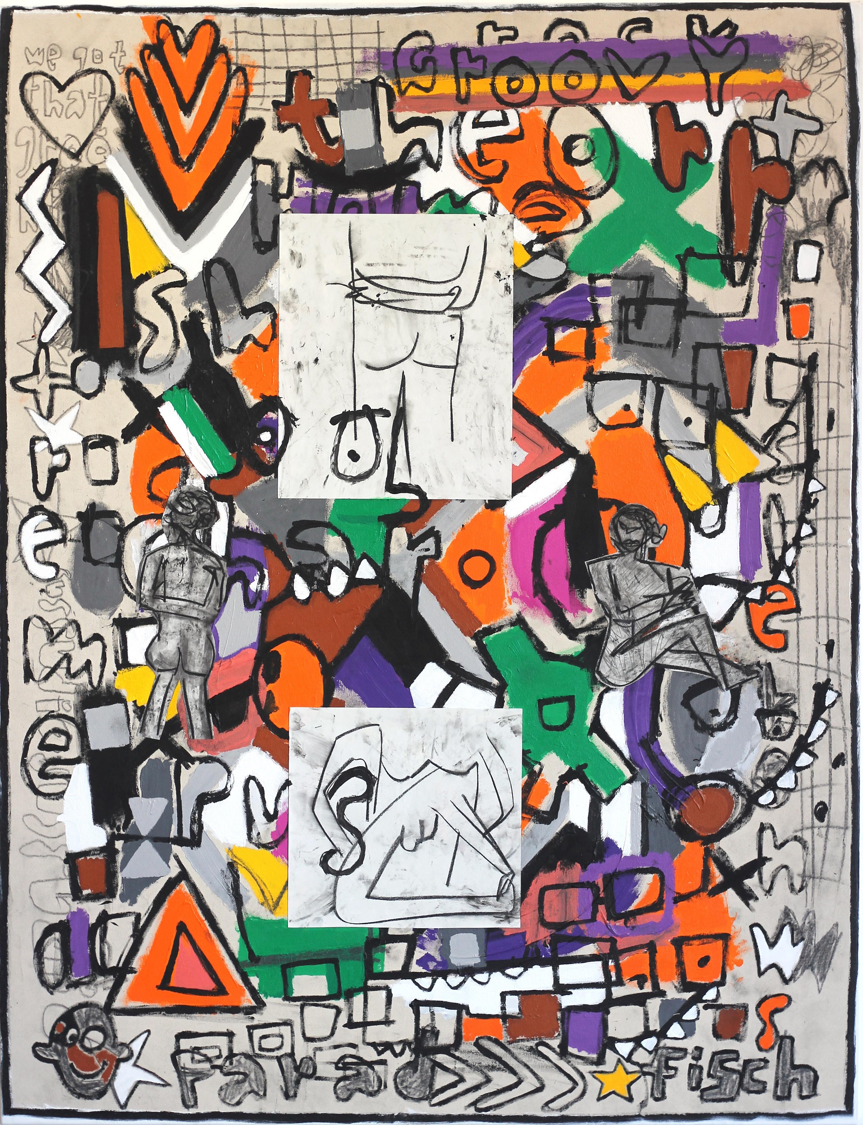 Escuela de Arte - Original de gran tamaño con textura Figurativo Abstracto Expresionista
