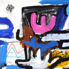 Bent Out - Arte originale colorata a tecnica mista astratta vibrante e spontanea