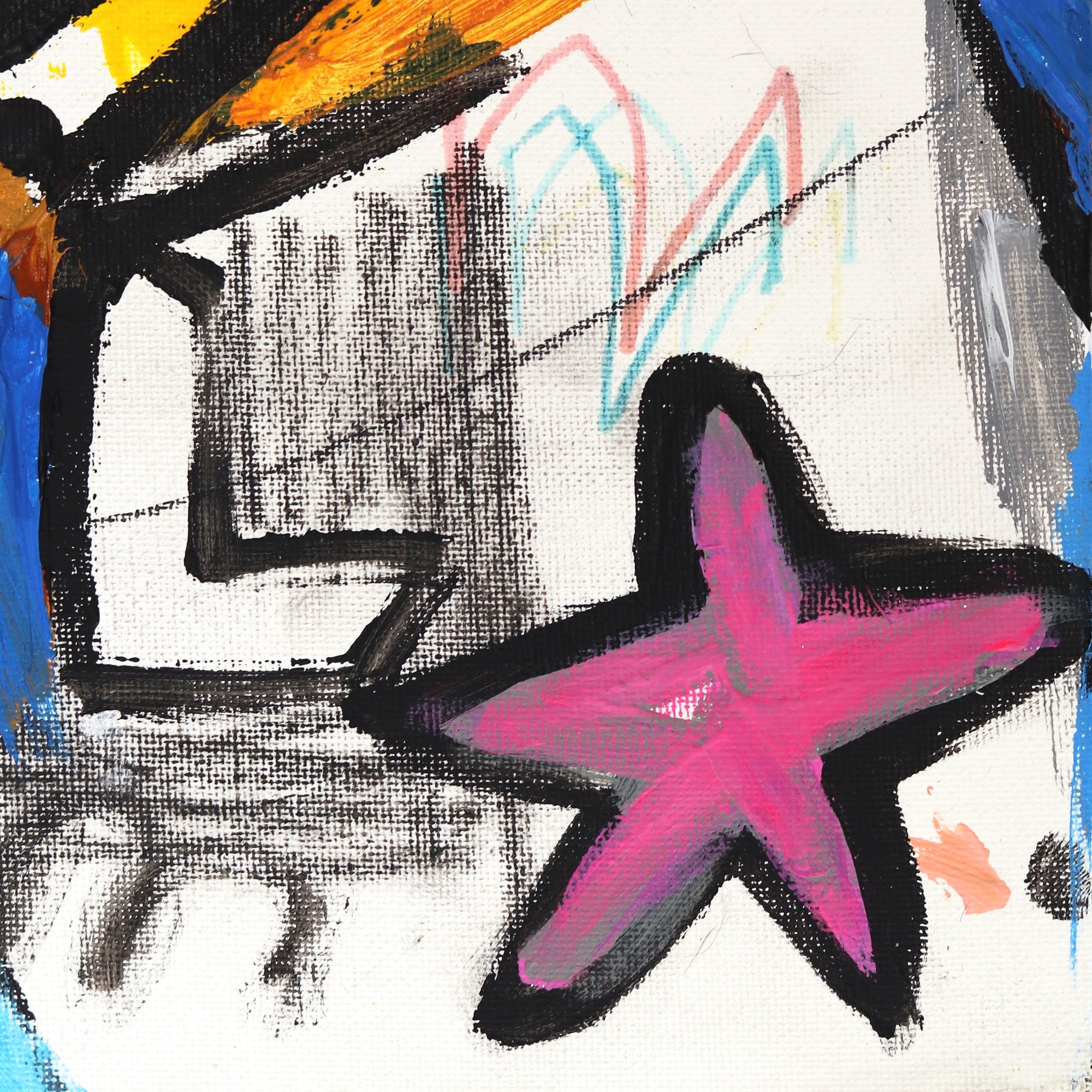 Bent Out - Originale farbenfrohe Mixed Media Abstrakte, lebhafte, Spontane Kunst im Angebot 1