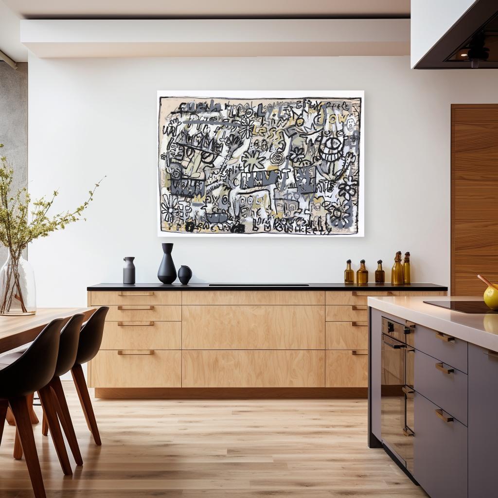 City Feet - Abstract Energetic Expressionist Spontaneous Contemporary Painting - Gray Abstract Painting by Jonas Fisch