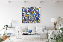 Coin Shooter - Layered Blue Abstrakte Formen Figuren Zeitgenössische Malerei