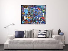 Pez Fantasma - Pintura original figurativa abstracta espontánea en técnica mixta