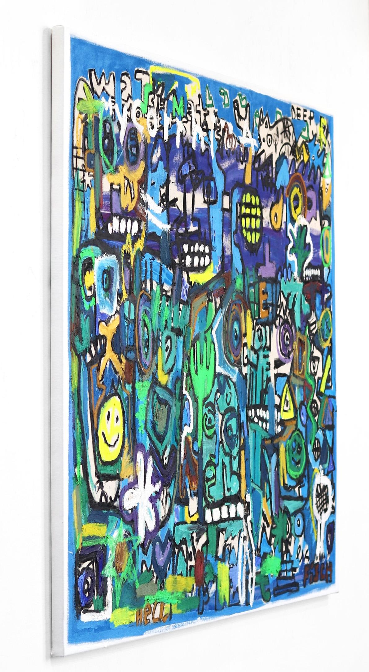Magical Mycorrhiza - Arte originale - Esplorazione vibrante della Nature e della connessione - Abstract Painting Blu di Jonas Fisch