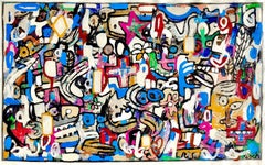 Mojo Risin - colorful large scale mixed media artwork