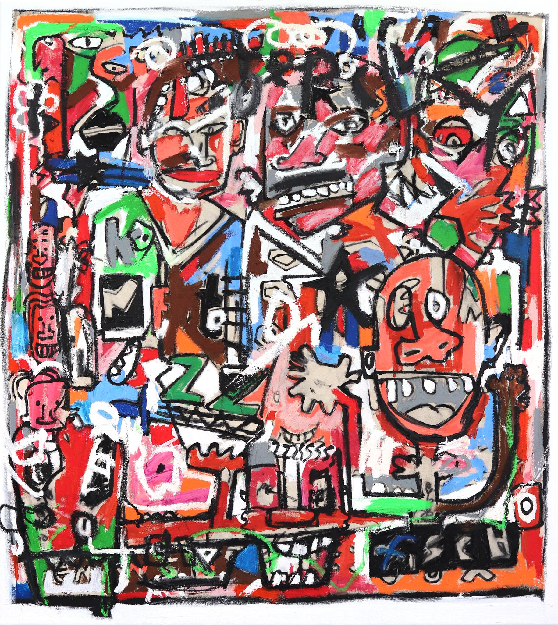 Jonas Fisch Abstract Painting – My Litmus – Originales farbenfrohes Gemälde des abstrakten Expressionismus in Mischtechnik
