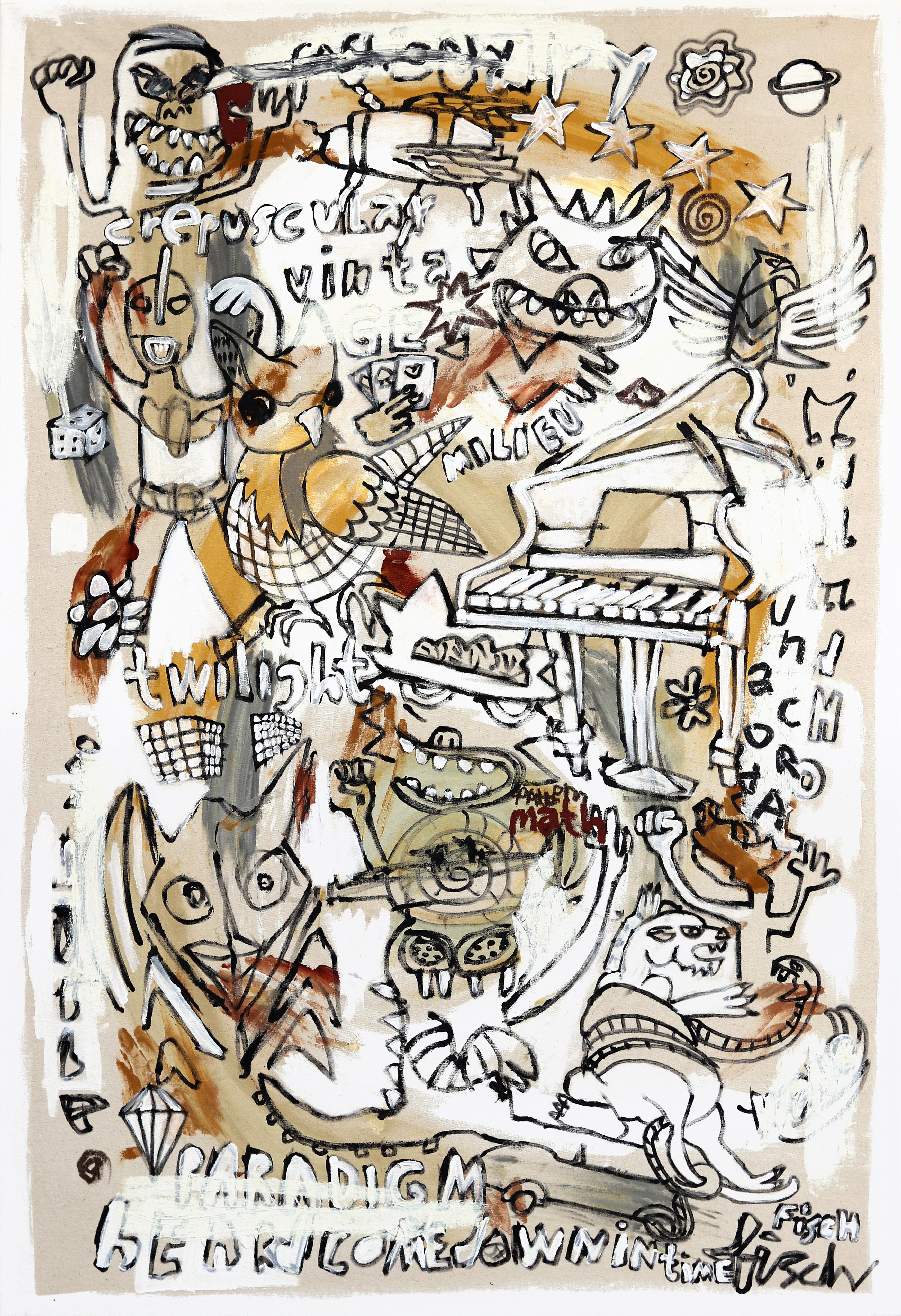 Engoulevent - Abstrait Expressionniste énergique Spontané Peinture contemporaine - Mixed Media Art de Jonas Fisch