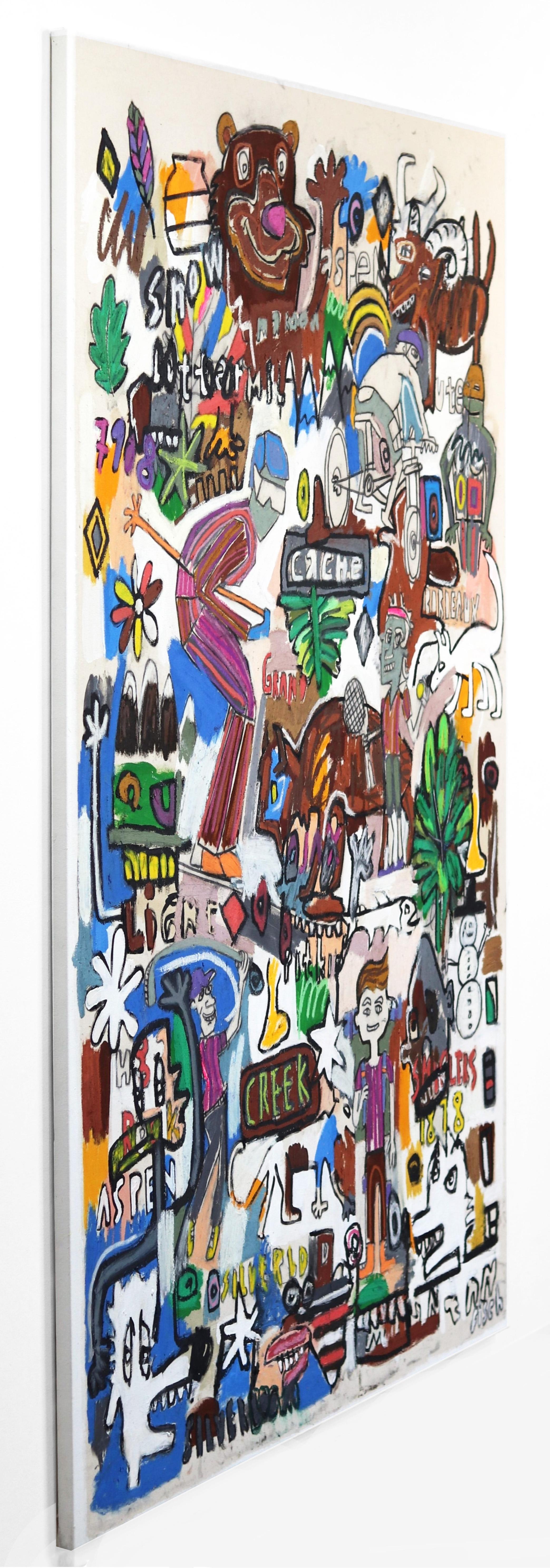 On Silverlode Road - Grande opera d'arte figurativa astratta di grandi dimensioni - Abstract Painting Beige di Jonas Fisch