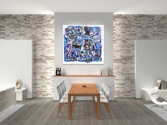 Vagando Hacia Atrás Llego Al Final - Original Figurativo Abstracto Azul Grande