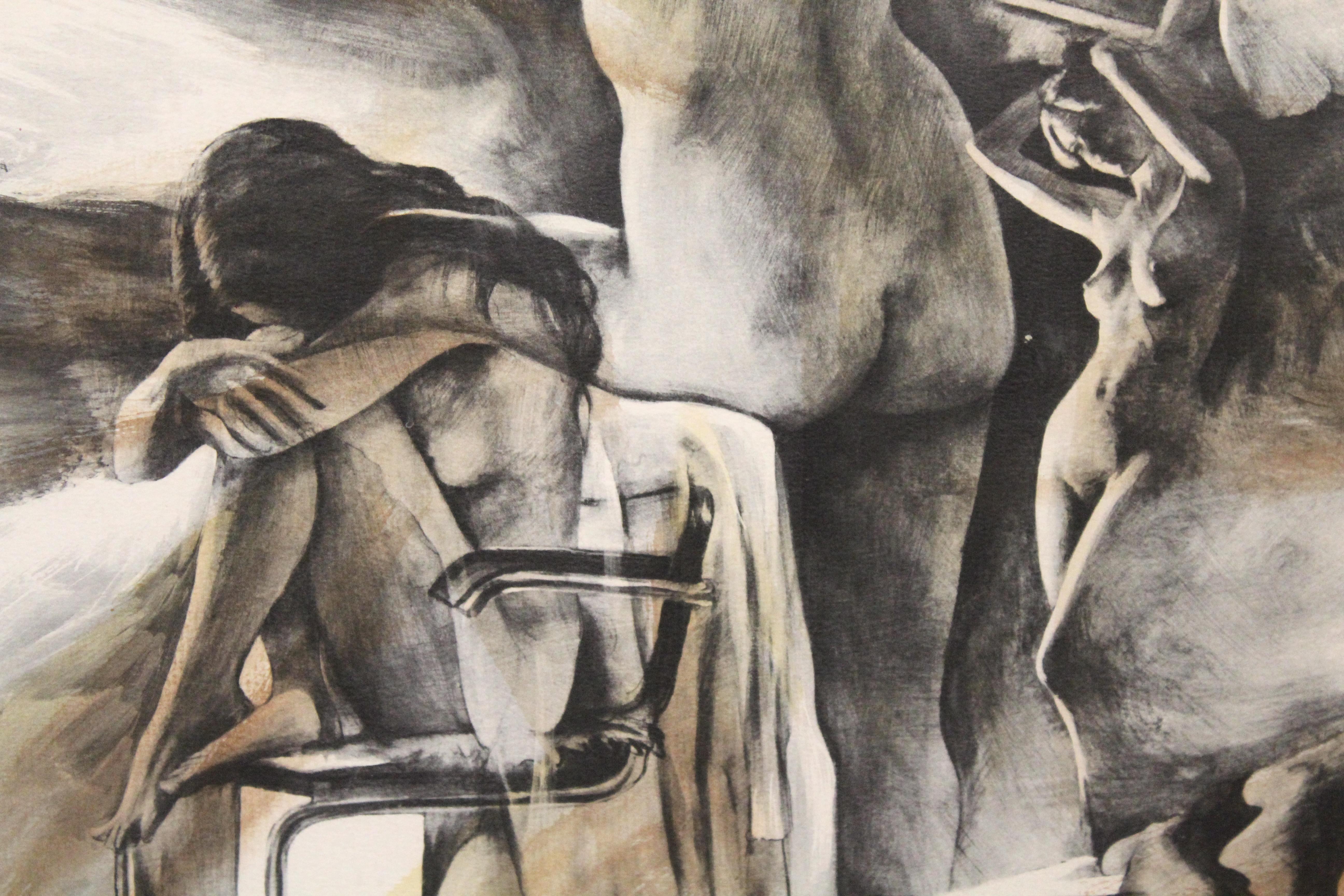 Jonas Gerard Nummerierte Lithographie 'Aktkomposition' (Papier) im Angebot