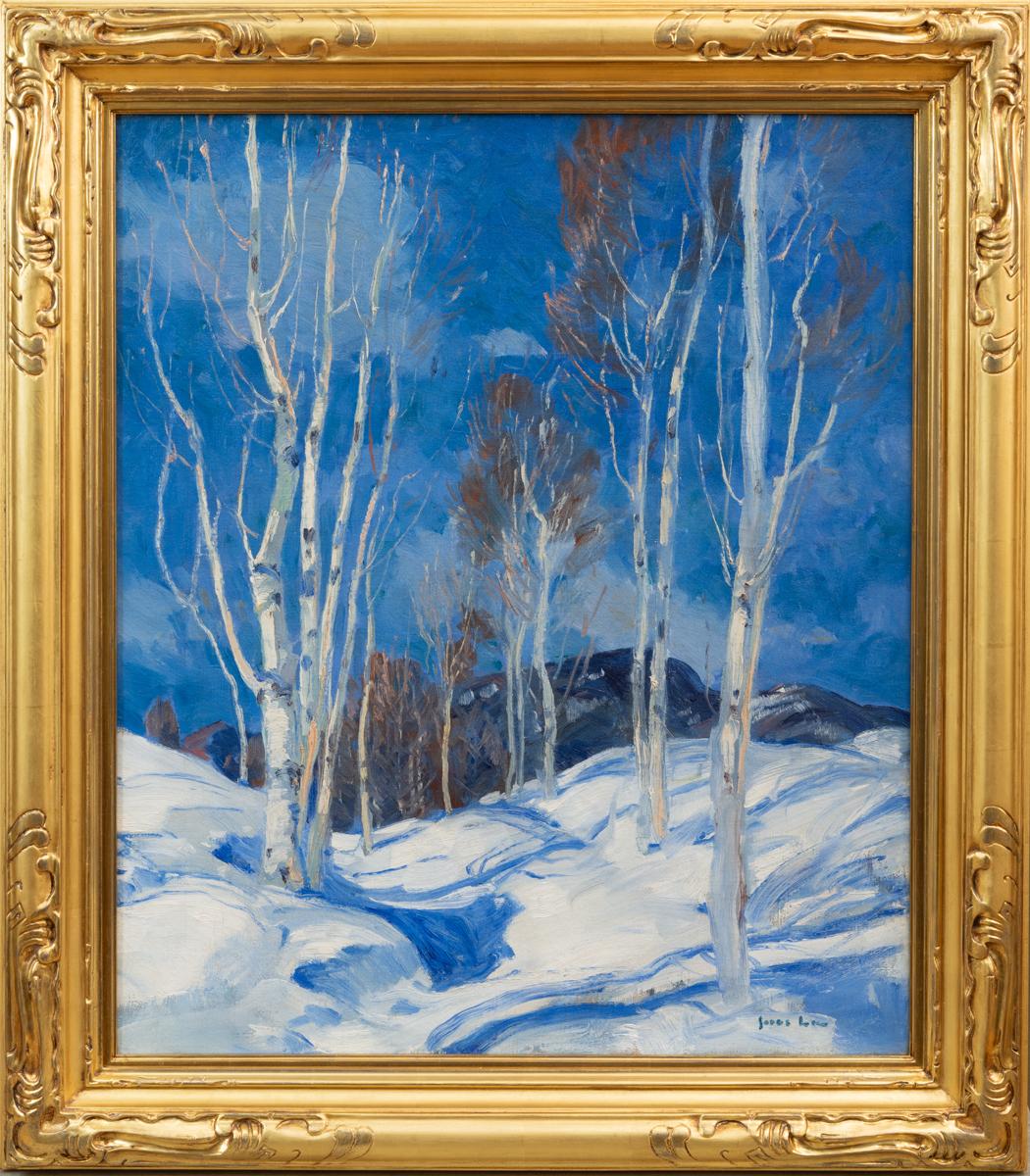 Betulle in un Wood innevato - Painting di Jonas Lie