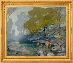 "Children Bathing in a Forest Pool"