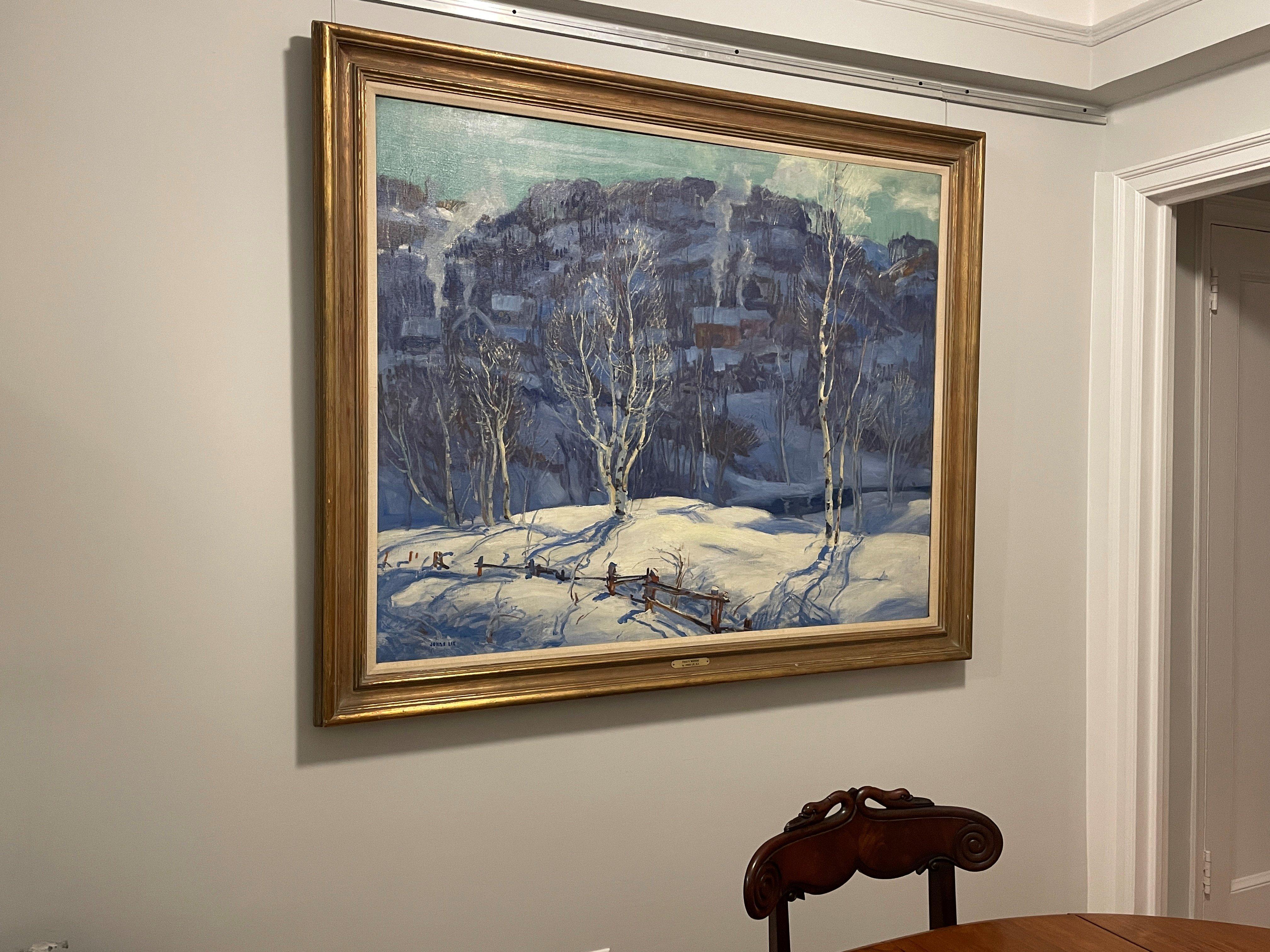 « Frosty Morning », Jonas Lie, scène de paysage de neige d'hiver impressionniste américaine en vente 2