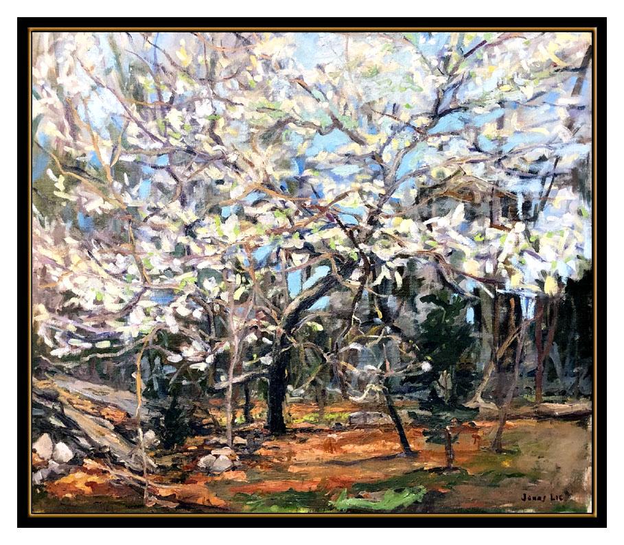 Jonas Lie Original Oil Painting On Canvas Signed Forest Tree Landscape Artwork For Sale 1
