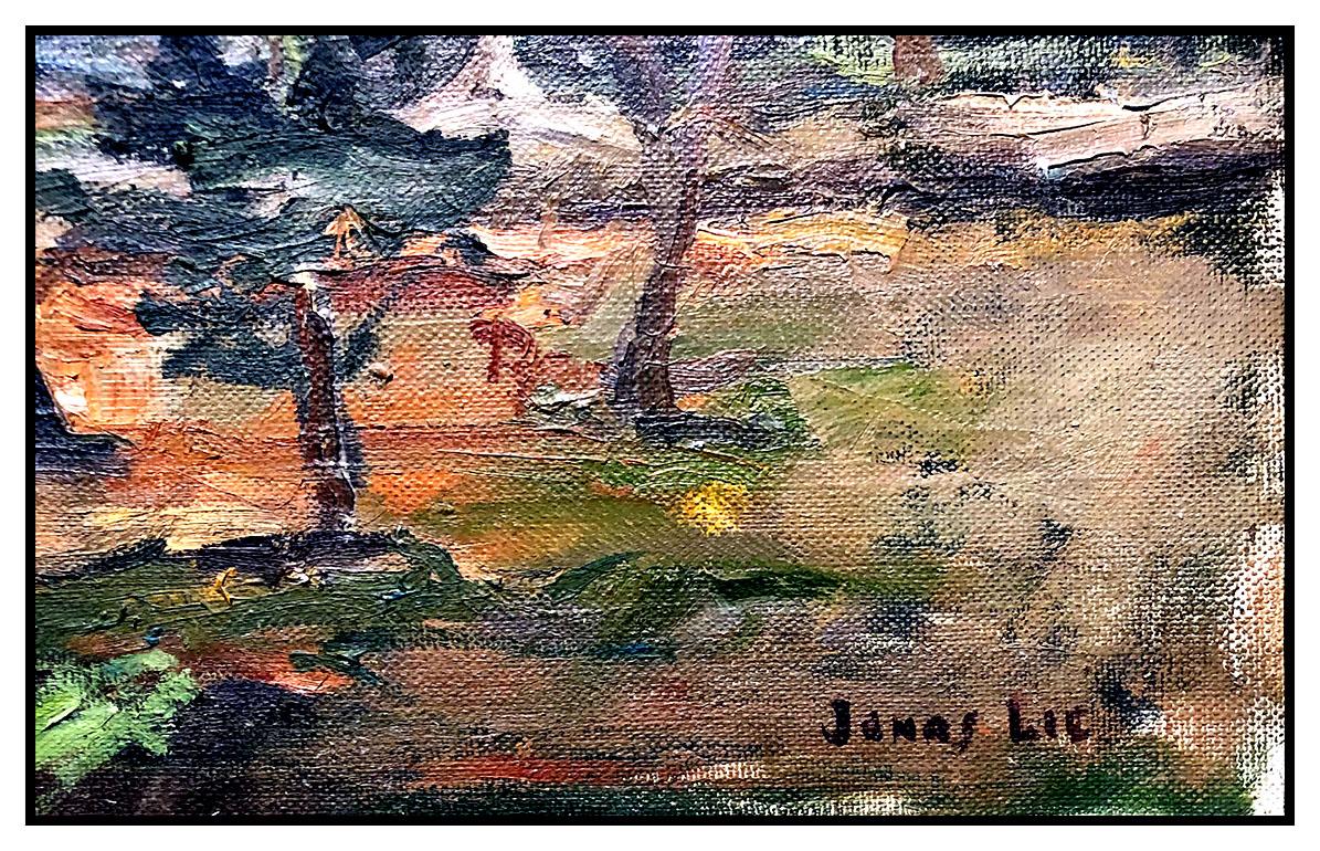 Jonas Lie Original Oil Painting On Canvas Signed Forest Tree Landscape Artwork For Sale 2