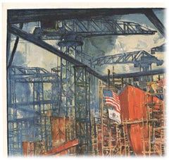 Original On the Job for Victory vintage WW1 lithograph poster.