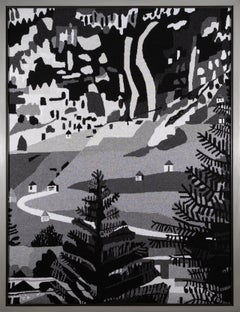 Untitled (Hillside), 2018 - Monochrome Landscape on Cashmere + Jacquard Fabric