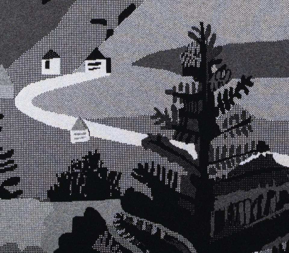 Sin título (Ladera), 2018 - Paisaje monocromo sobre cachemira + tela de jacquard en venta 1