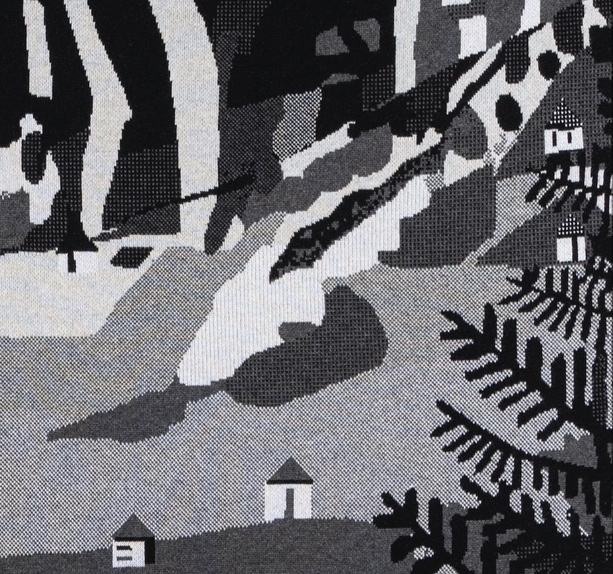 Sin título (Ladera), 2018 - Paisaje monocromo sobre cachemira + tela de jacquard en venta 3