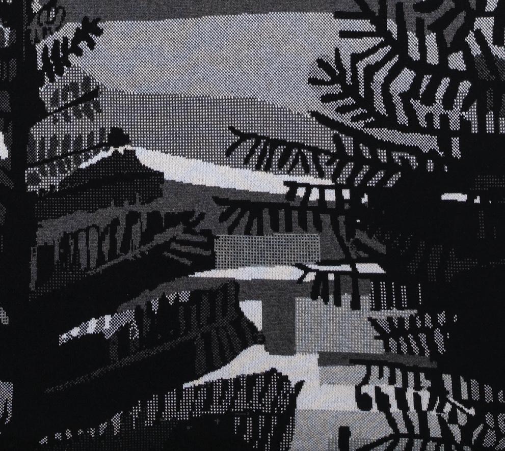 Sin título (Ladera), 2018 - Paisaje monocromo sobre cachemira + tela de jacquard en venta 4