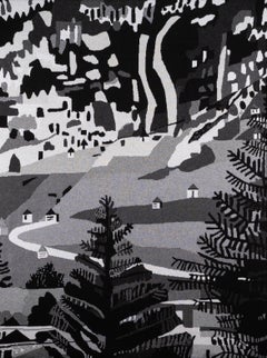 Sin título (Ladera), 2018 - Paisaje monocromo sobre cachemira + tela de jacquard