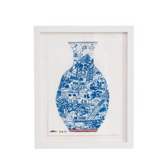 Blue Frimkess Landscape Pot Print by Jonas Wood
