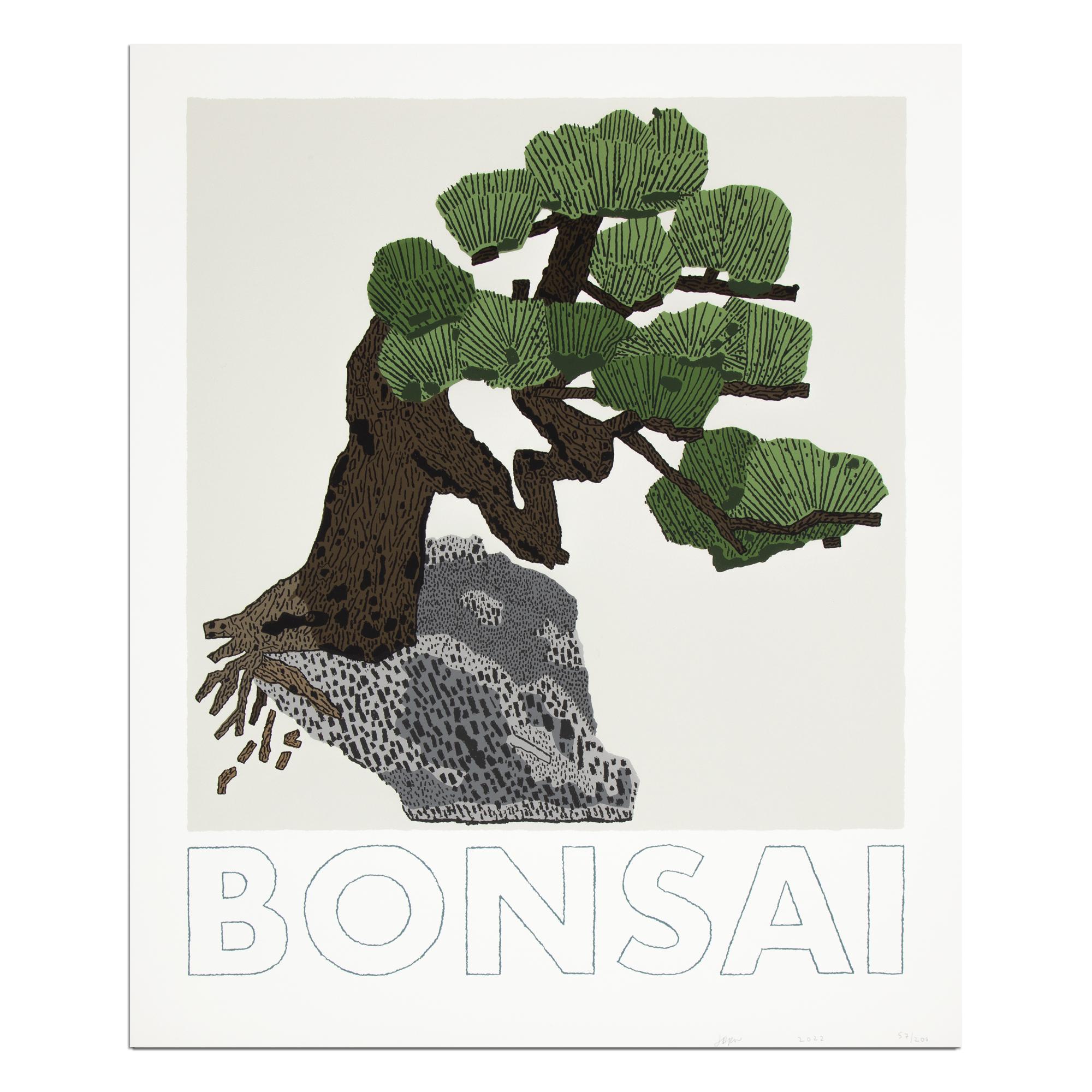 Jonas Wood Figurative Print – Jonas Holz, Bonsai – signierter Druck, zeitgenössische Kunst, Stillleben