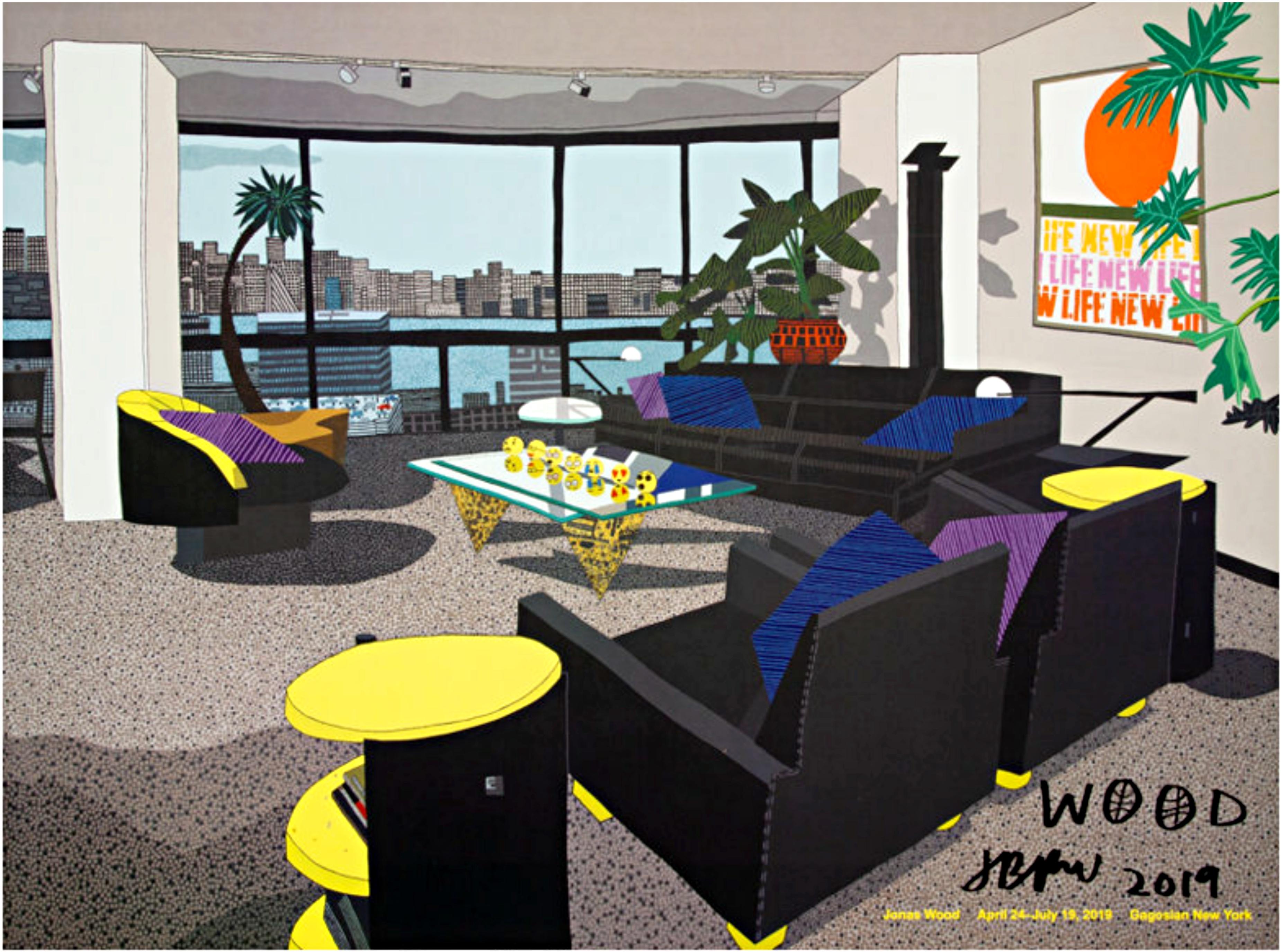 Jonas Wood - Jersey City apartment exhibition print, Hand Signed twice by artist