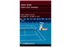 Disegni del campo da tennis di Jonas Wood, poster della mostra Melbourne Contemporary 2018