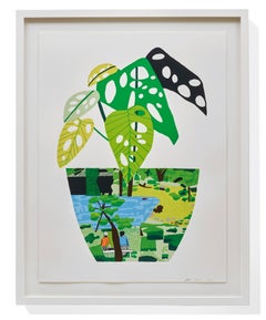 Landscape Pot with Plant, Contemporary Limited Edition screenprint by Jonas Wood