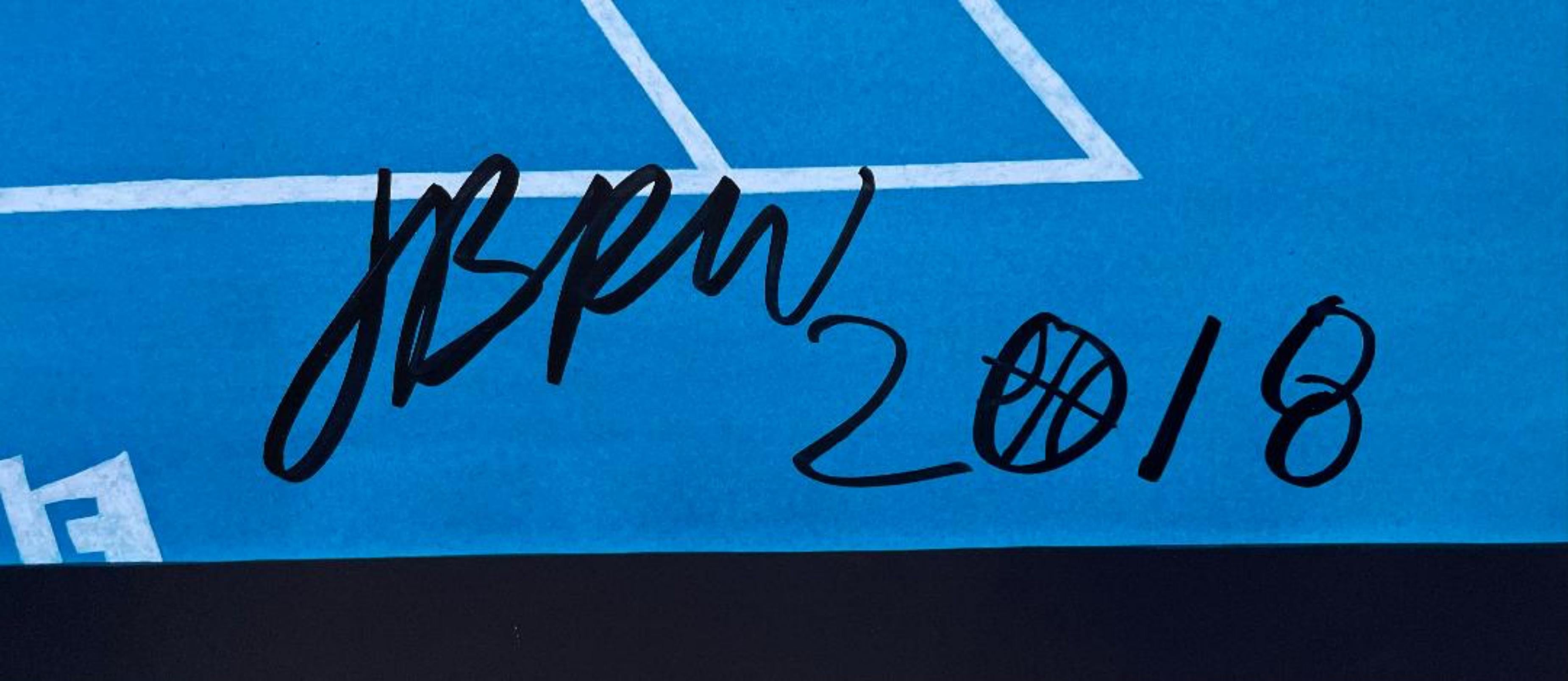 Poster espositivo in edizione limitata di disegni di tennis (firmato a mano da Jonas Wood) 1
