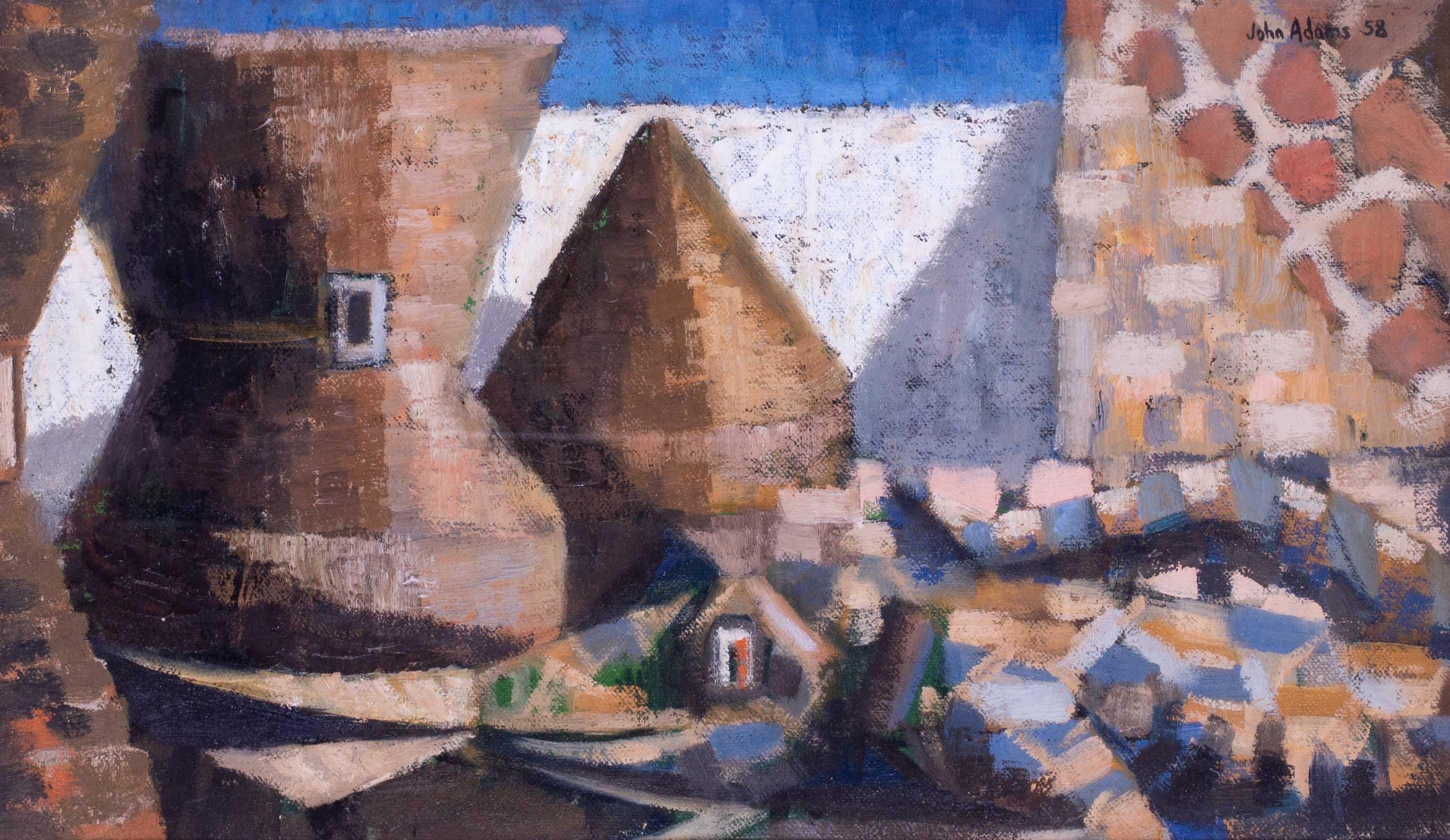 Peinture à l'huile britannique de 1958 représentant un lézard par l'acteur Jonathan Adams 1