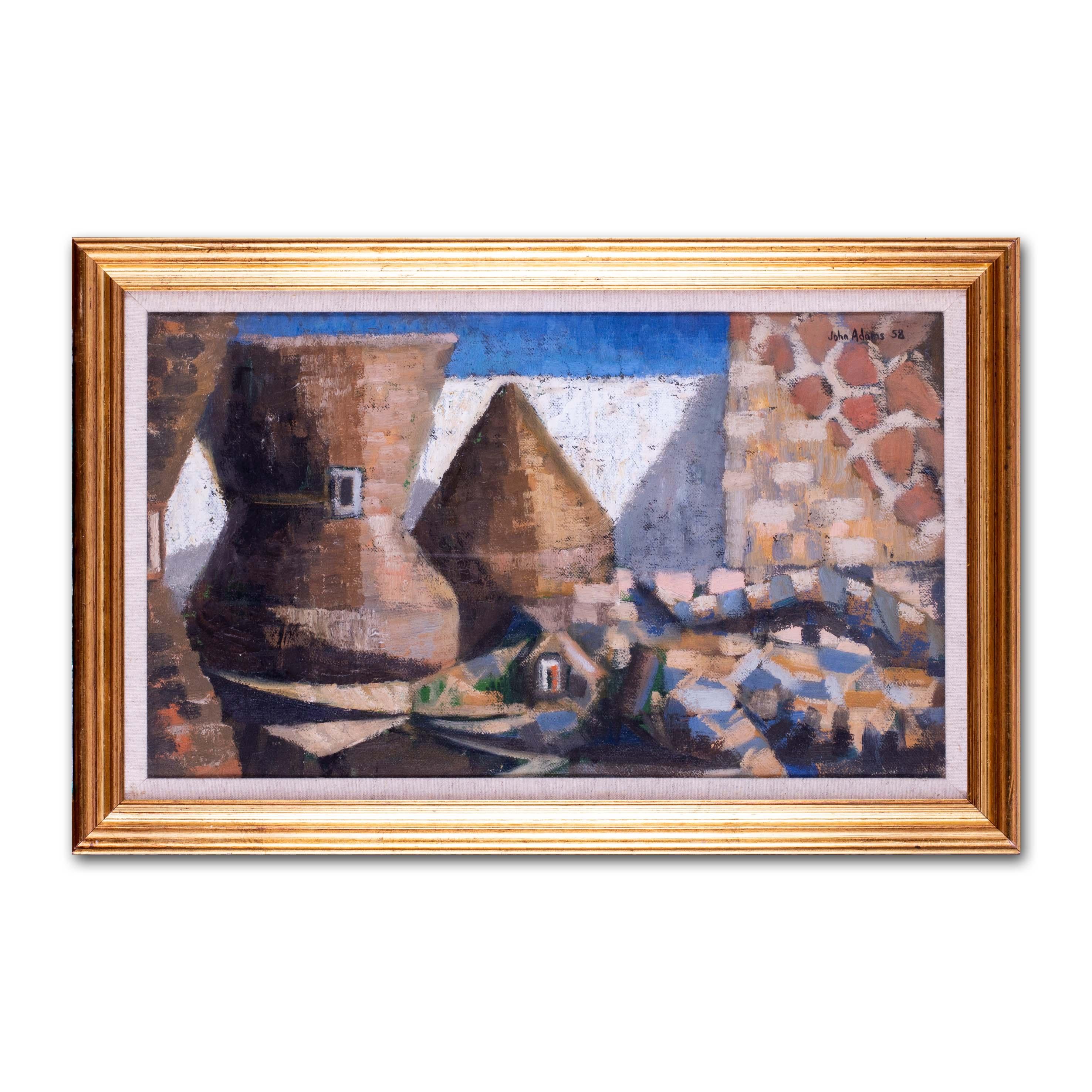 Peinture à l'huile britannique de 1958 représentant un lézard par l'acteur Jonathan Adams 6