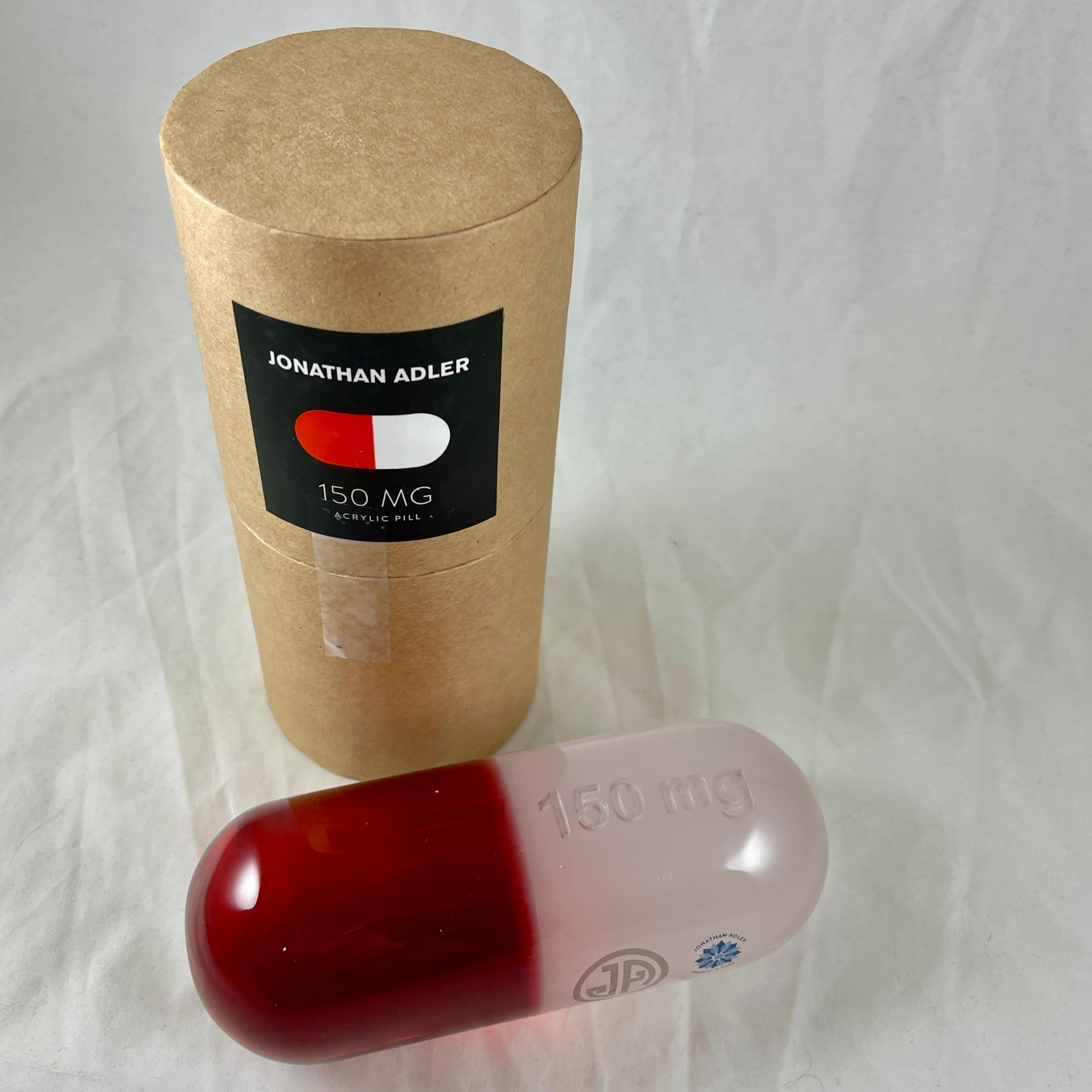 International Style Jonathan Adler Acrylic Pop Art Pill Sculpture, 150 MG Red