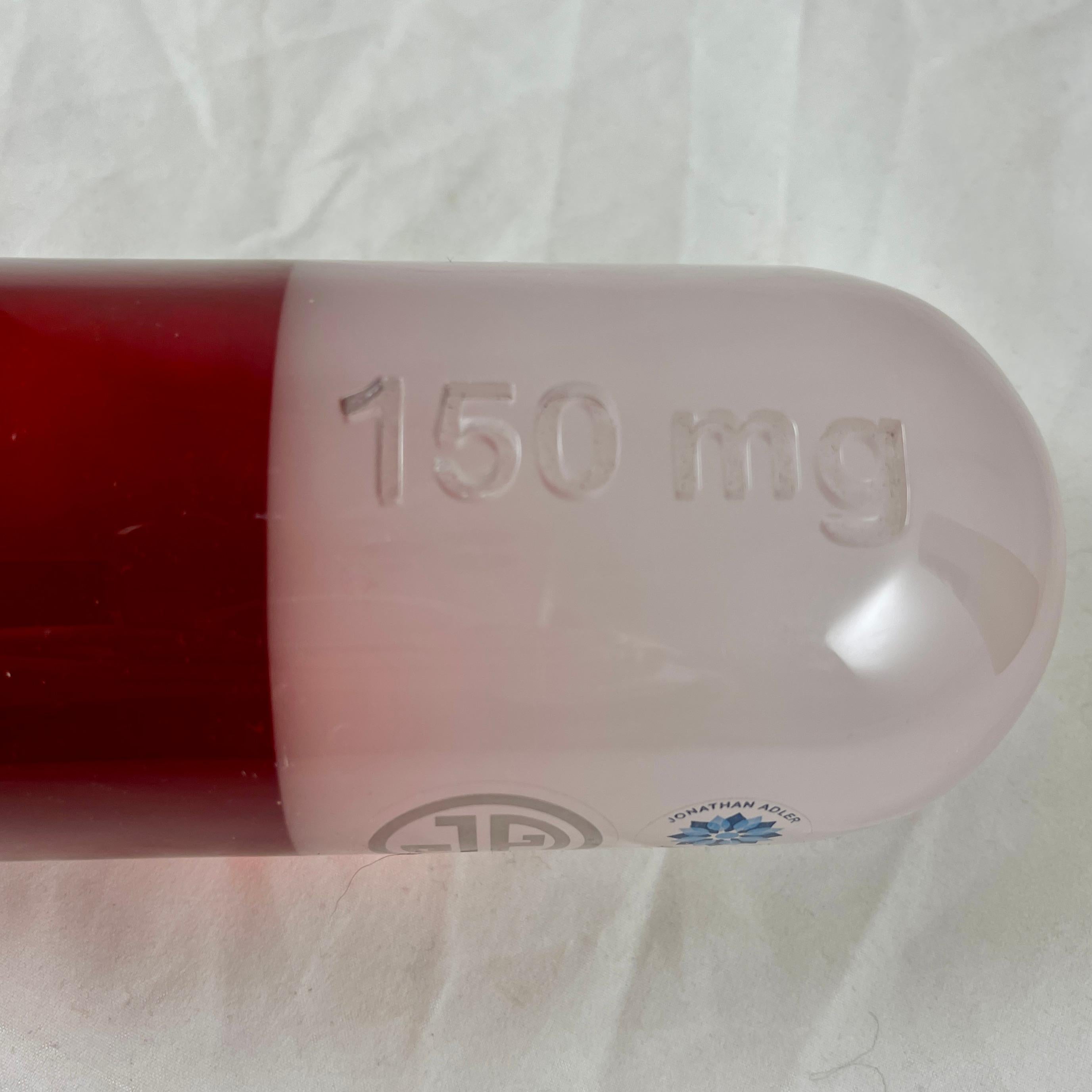 American Jonathan Adler Acrylic Pop Art Pill Sculpture, 150 MG Red