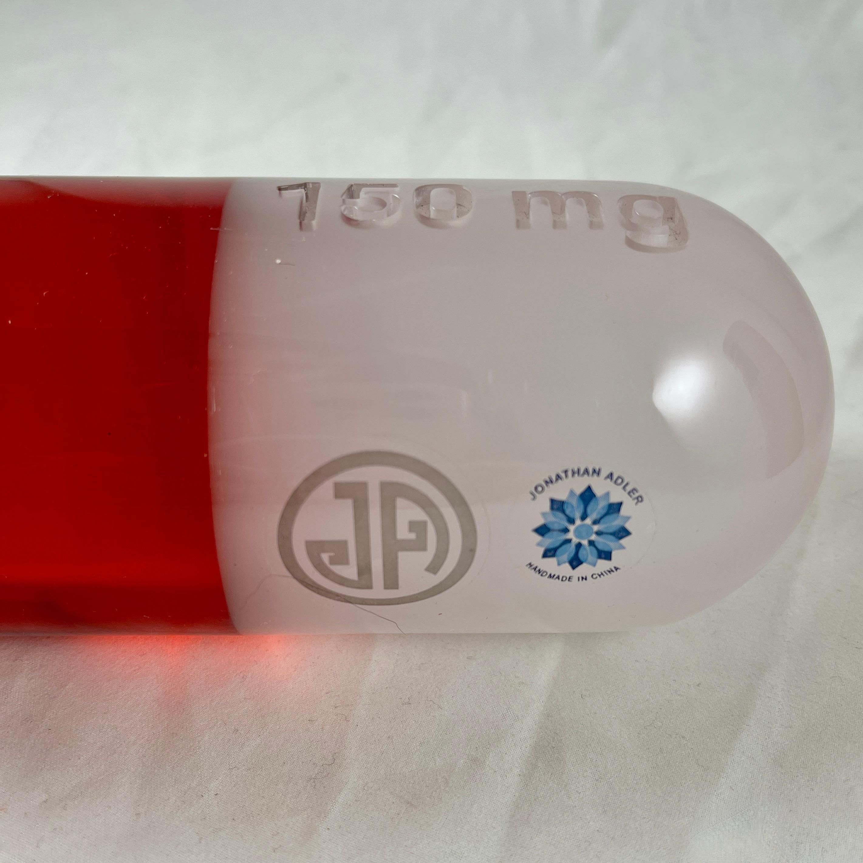 Molded Jonathan Adler Acrylic Pop Art Pill Sculpture, 150 MG Red