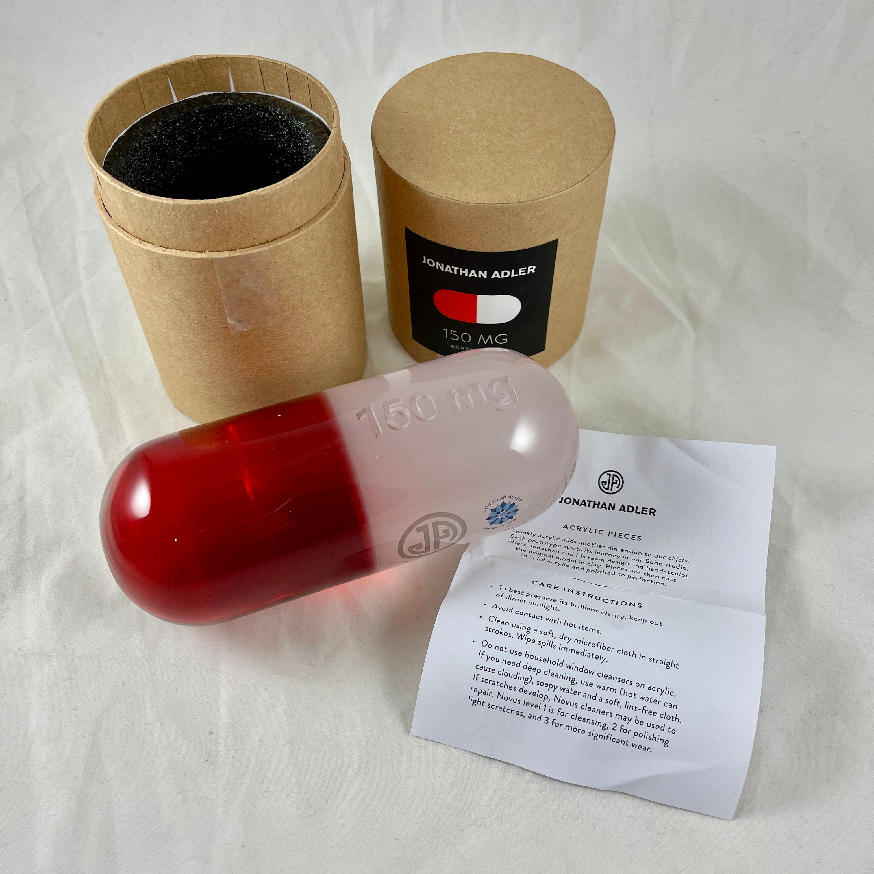 Jonathan Adler Acrylic Pop Art Pill Sculpture, 150 MG Red In Good Condition In Philadelphia, PA