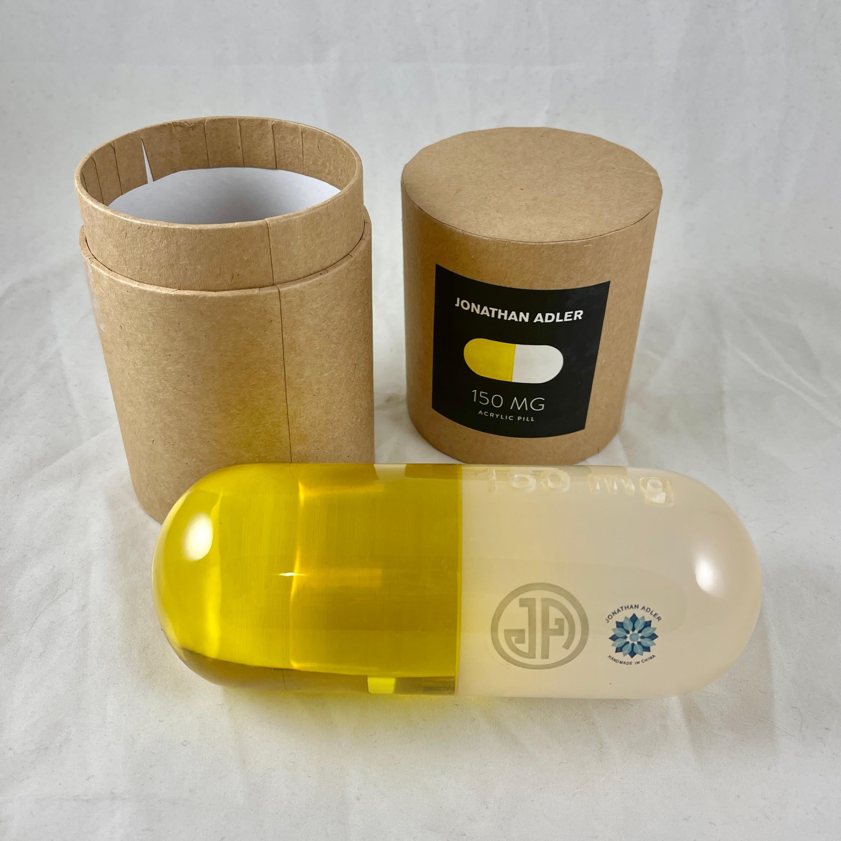 American Jonathan Adler Acrylic Pop Art Pill Sculpture, 150 MG Yellow