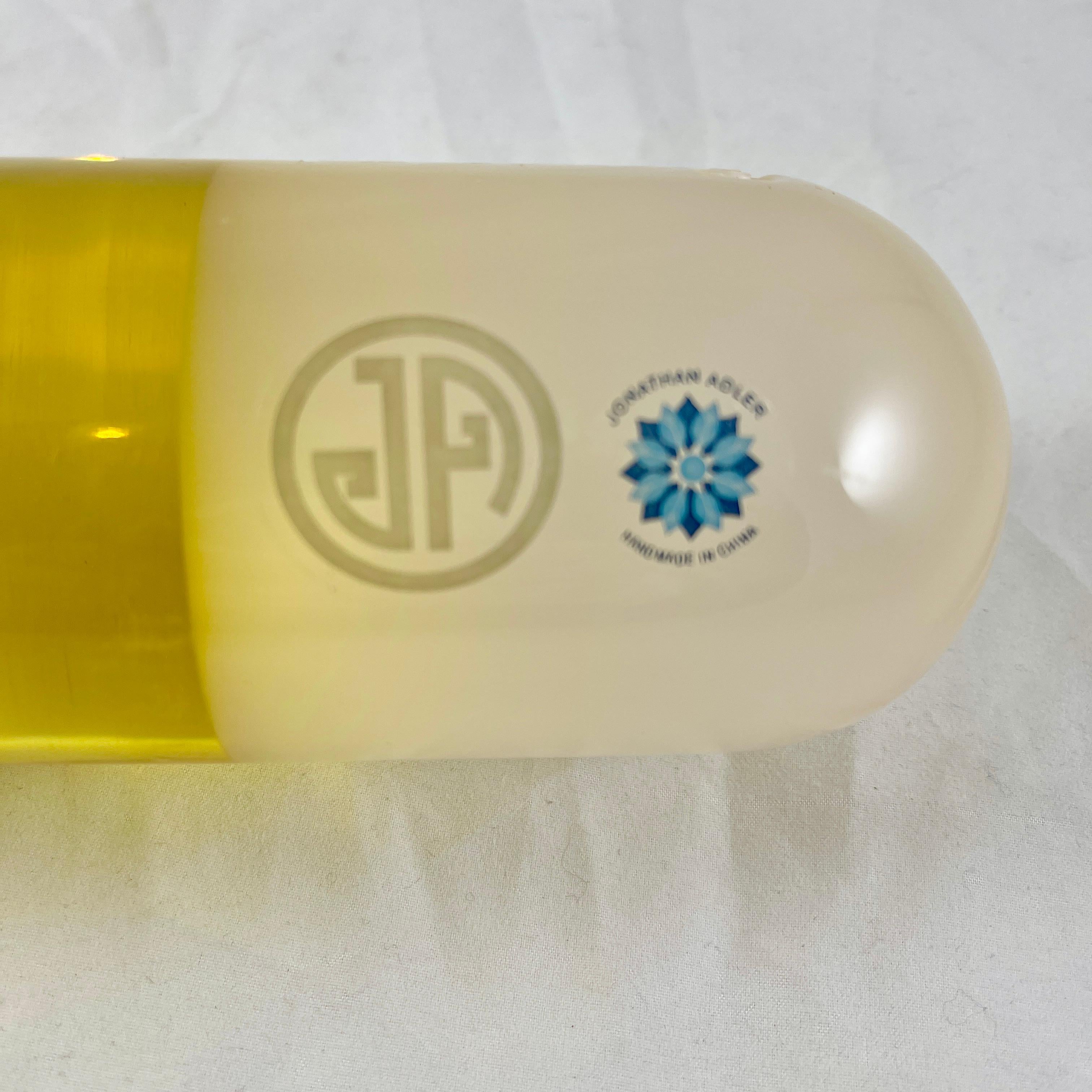 Molded Jonathan Adler Acrylic Pop Art Pill Sculpture, 150 MG Yellow