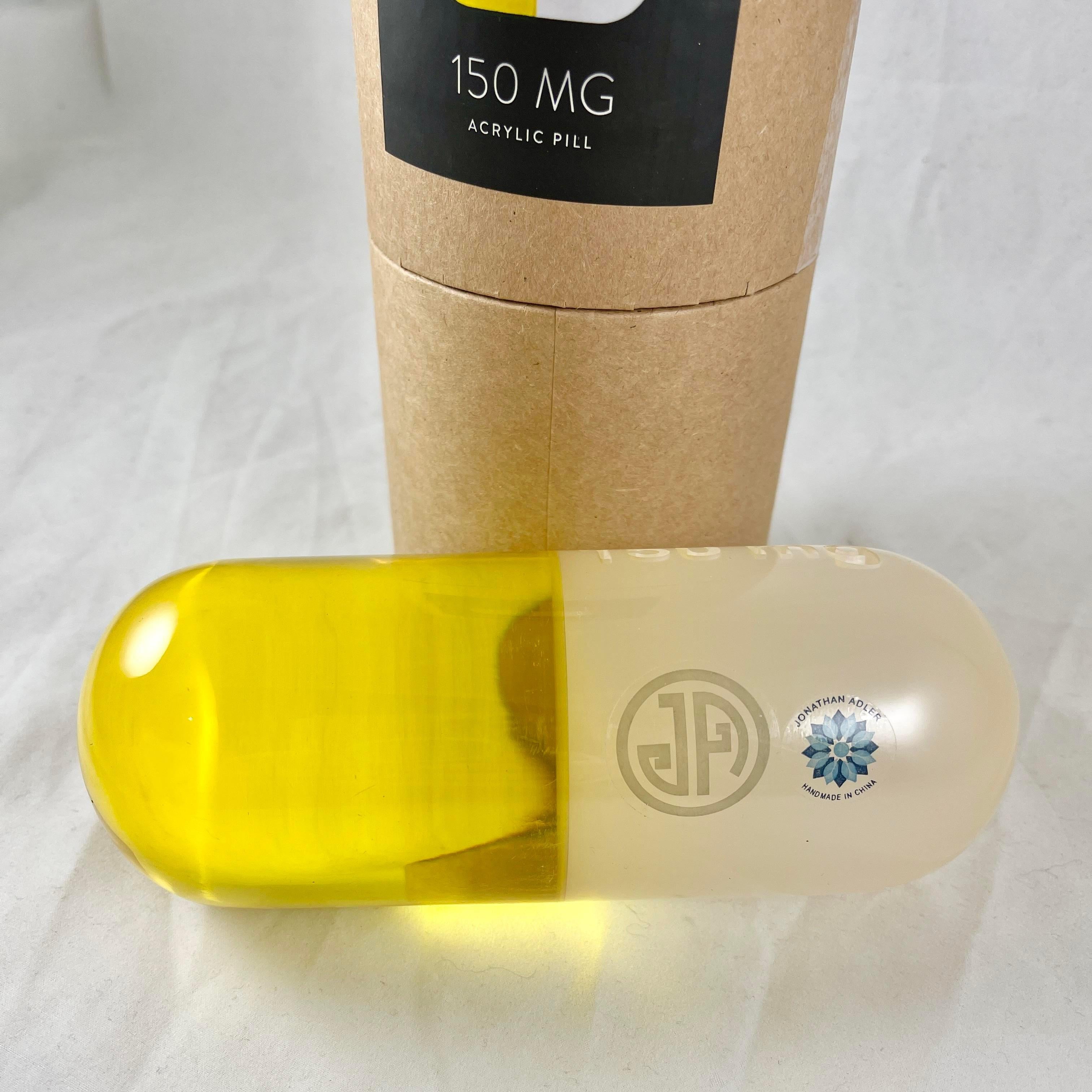 Jonathan Adler Acrylic Pop Art Pill Sculpture, 150 MG Yellow In Good Condition In Philadelphia, PA