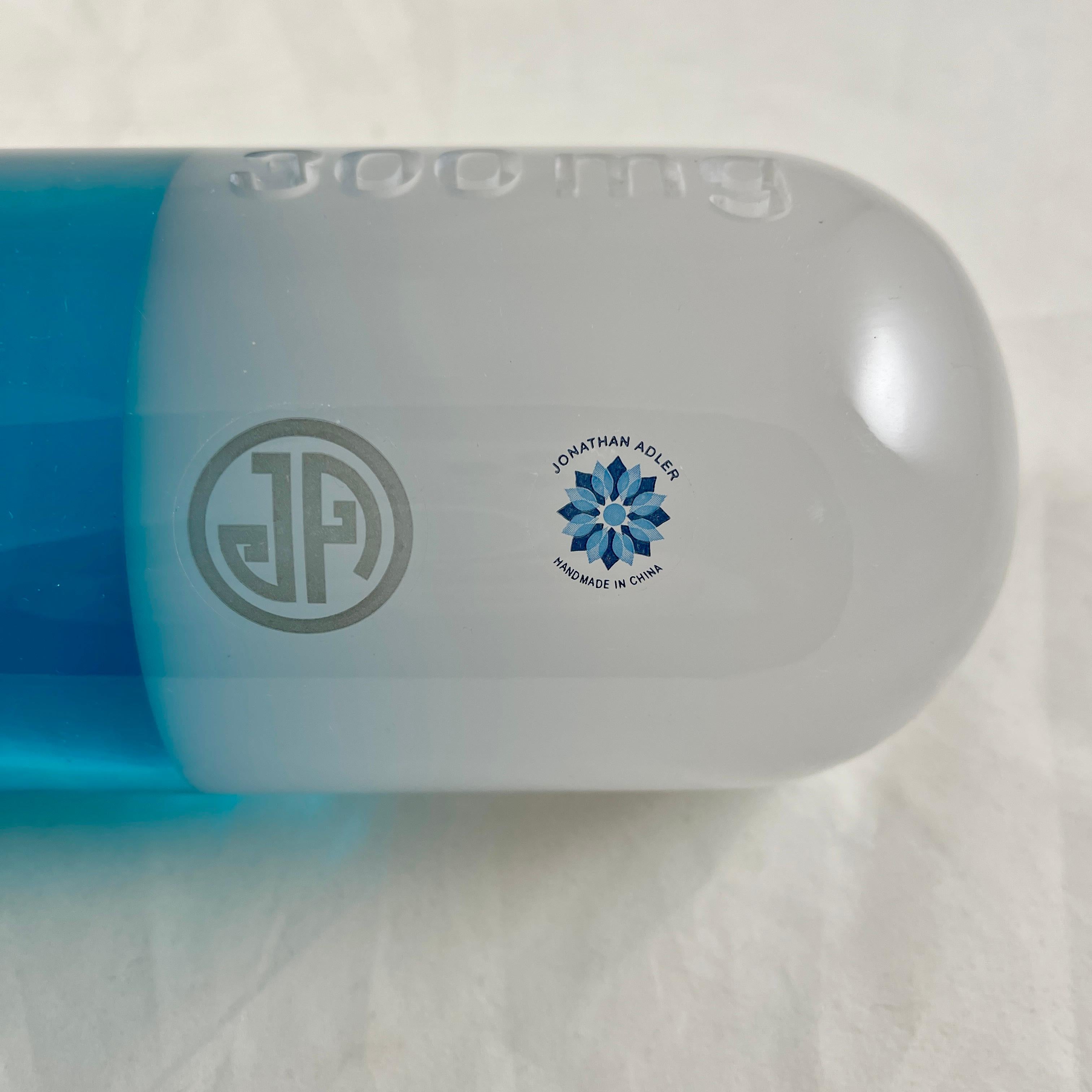 International Style Jonathan Adler Acrylic Pop Art Pill Sculpture, 300 MG Blue