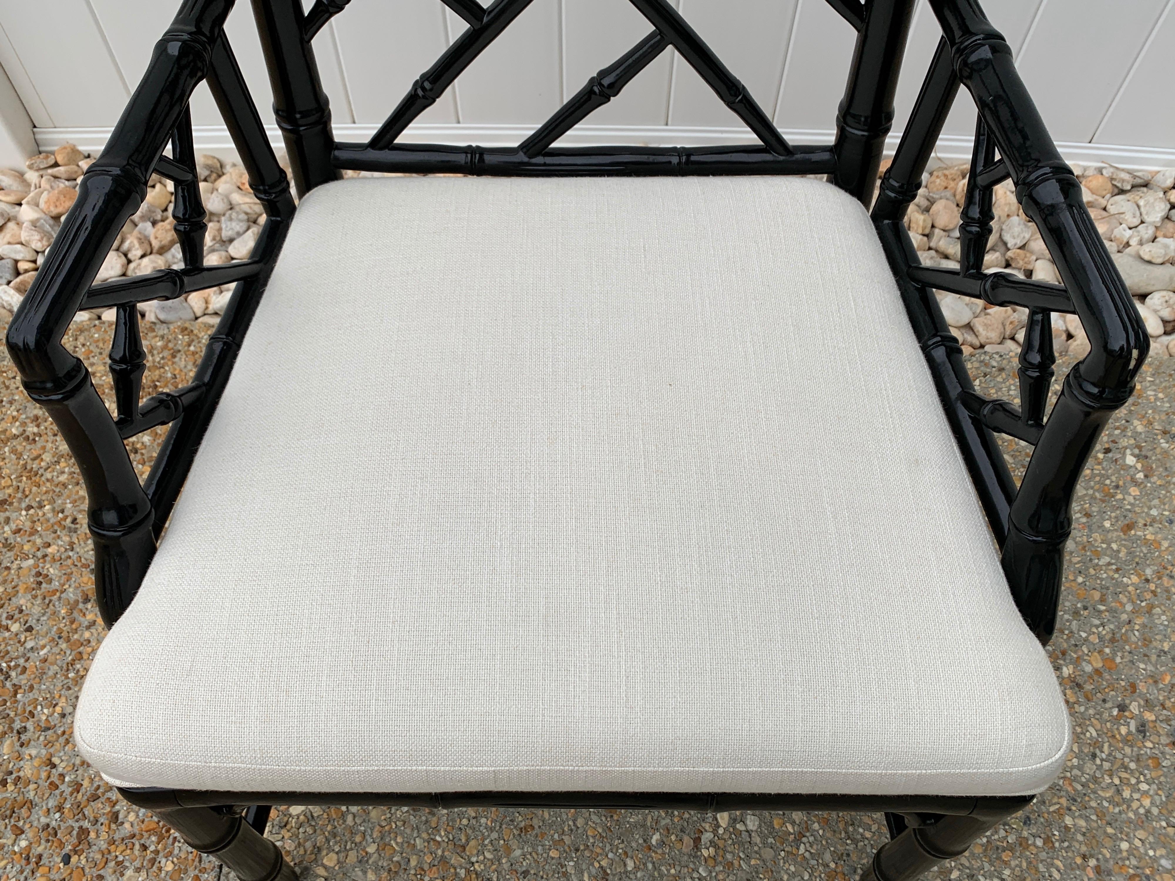 Paire de chaises Chippendale en faux bambou laqué noir Jonathan Adler en vente 8