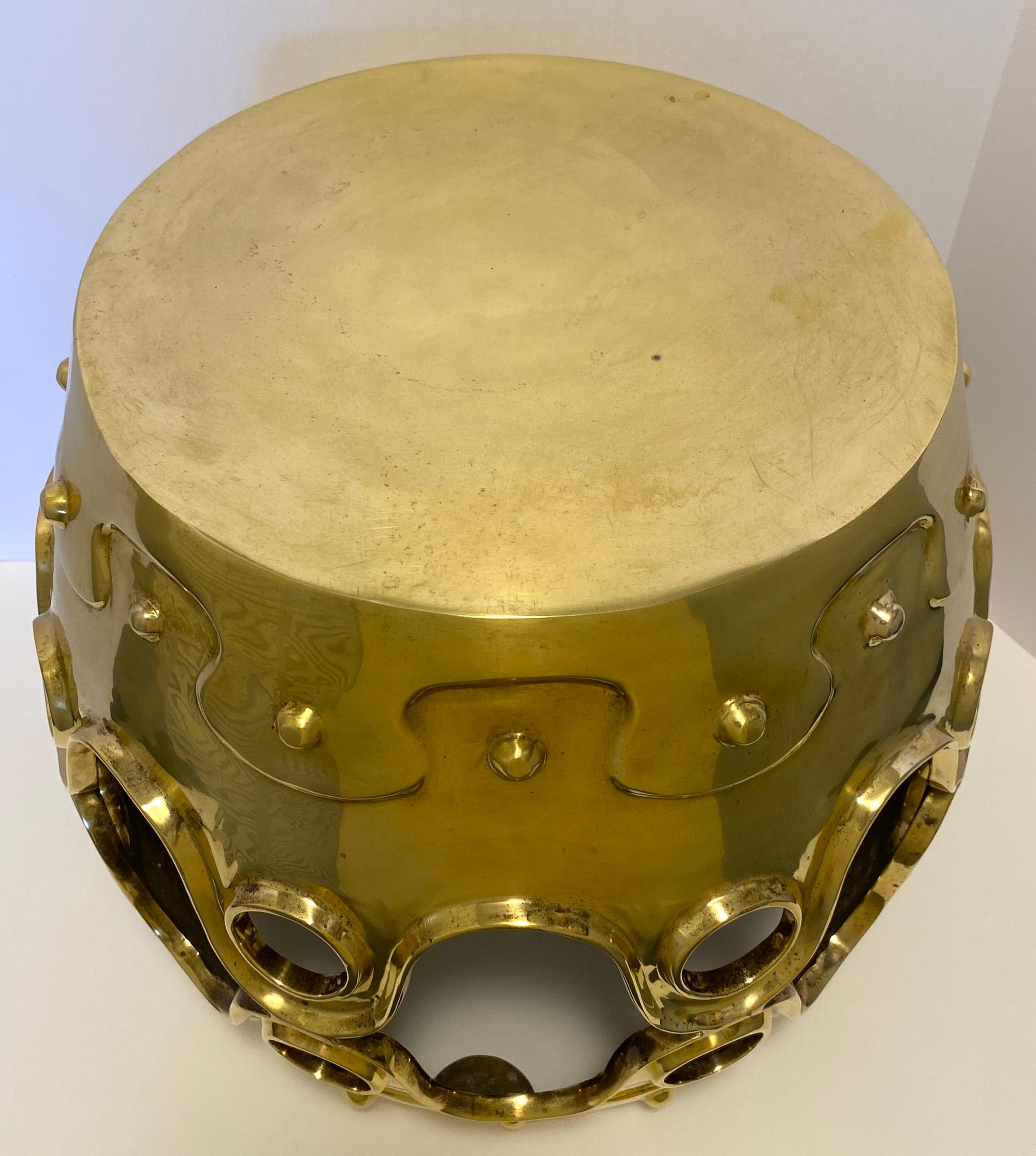 American Jonathan Adler Brass Table Stool For Sale